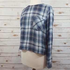 Cloth & Stone | Plaid Lace Up Back Top